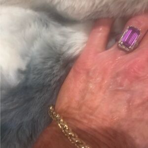 Vintage Sterling Silver/ Amethyst Large Stone surrounded in Unique Filigree